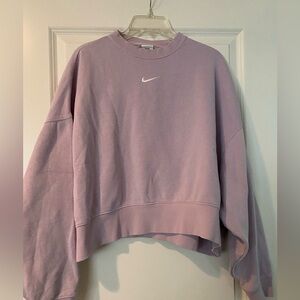 Nike Essentials Women's Oversized Fleece Crew Sweatshirt Cropped Lavender size L